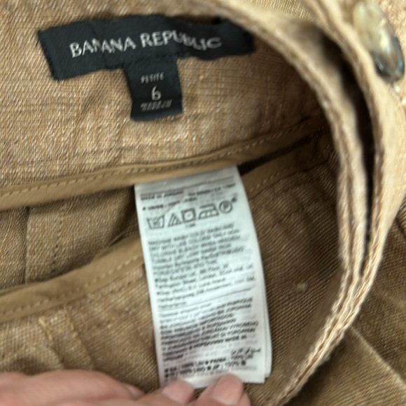 Banana Republic Size 6 Petite tan linen wide leg culotte pants - Picture 8 of 9